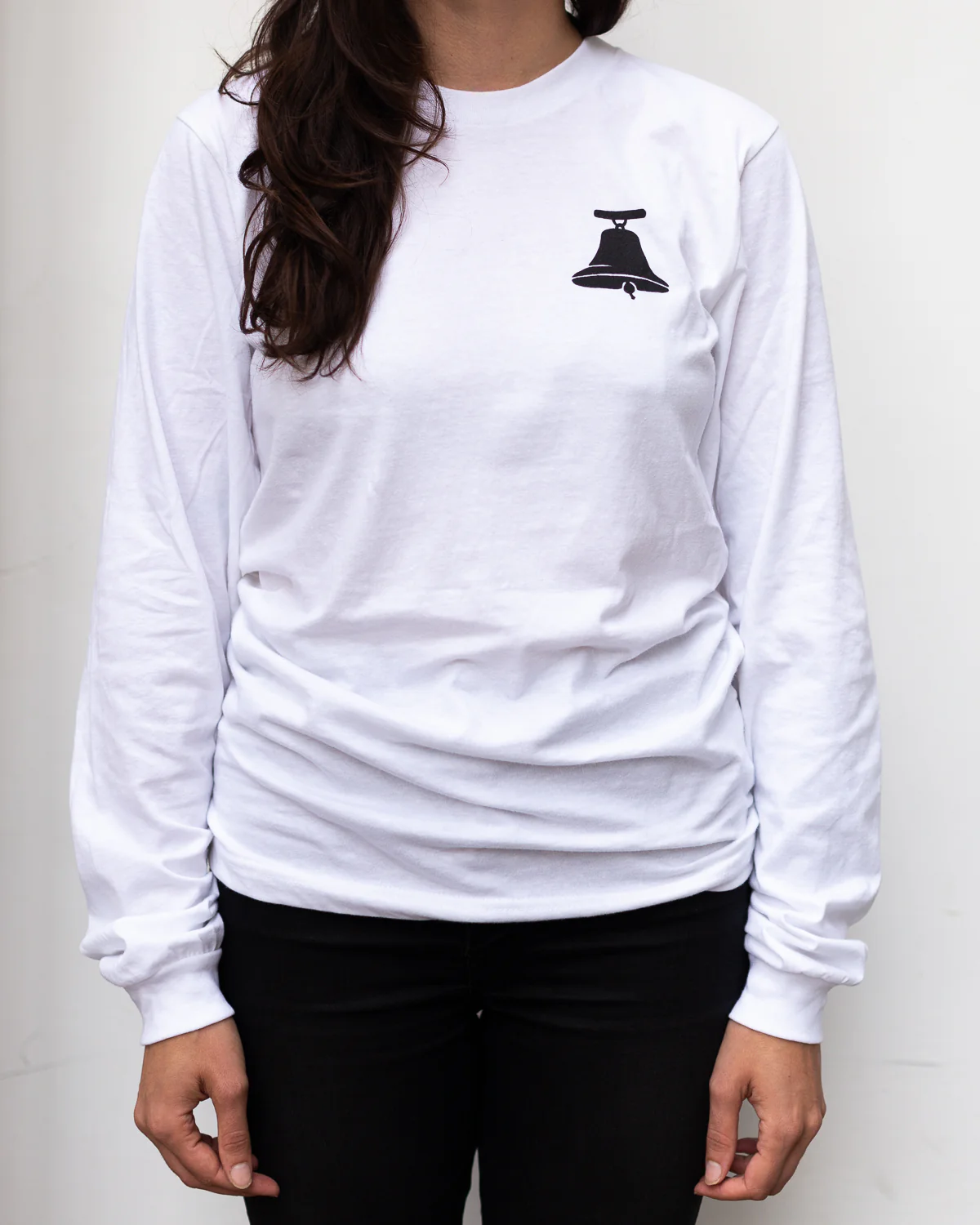 White Long Sleeve Tee with Bell Logo - Image 2